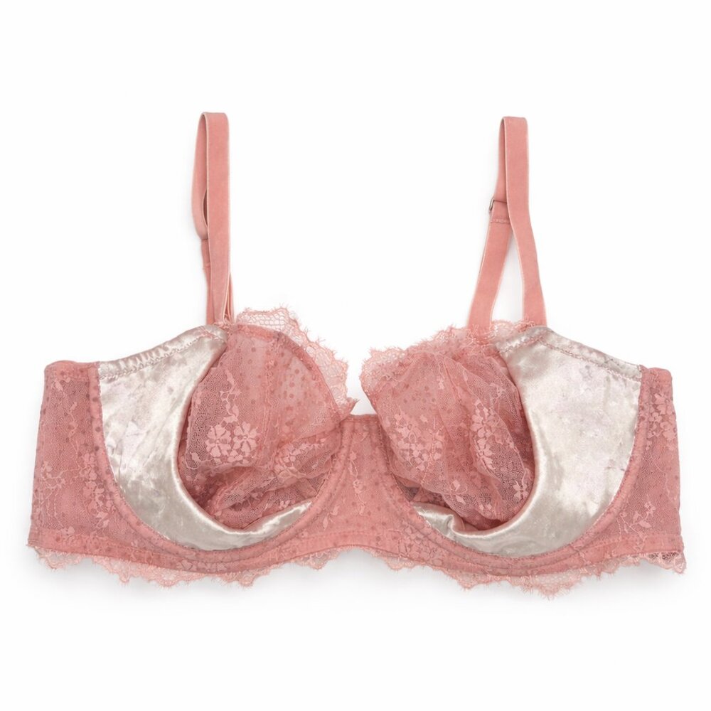 Blush Lace & Champagne Satin Push-Up Bra Size 36D Victoria’s Secret Dream Angels